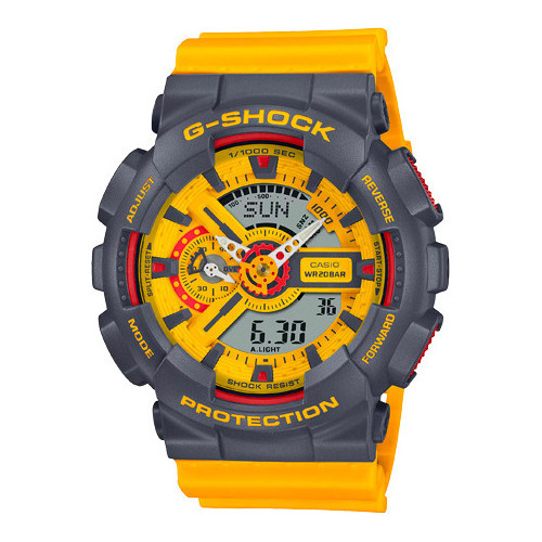 Reloj Casio G-shock Ga-110y-9adr Color De La Correa Amarillo Color Del Bisel Gris Color Del Fondo Amarillo