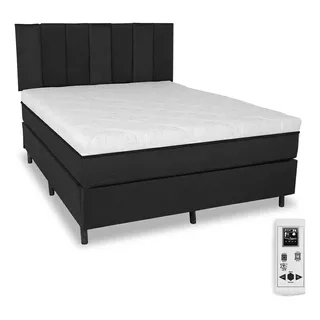 Econew Prince Cama Box E Colchão Magnético Casal Massageador Com Cabeceira Cor Preto