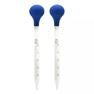 2 Pipetas De Vidrio Gotero Líquido Graduado 10ml Con Perilla