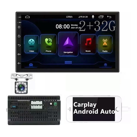 Estéreo Android Carplay De Auto 7in 2din 2+32g Con Camara
