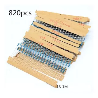 01 Kit De Resistores Variados 1/4w 1% 41 Valores - 820 Peças