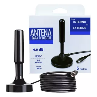 Antena Tv Digital Hdtv Interna Externa Prova De Água Cabo 5m