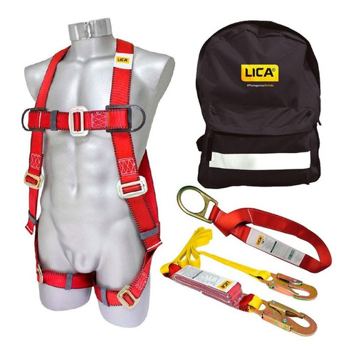 Lica-kit (kit De Arnés, Amortiguador Y Punto Fijo) Color Rojo y Amarillo Talla Unitalla