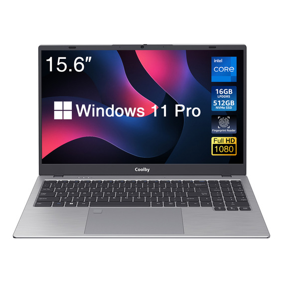 Laptop Coolby AlderBook plateada Intel® Processor N100 series 16GB de RAM 512GB SSD Intel® UHD Graphics 1920x1080px Windows 11 Pro