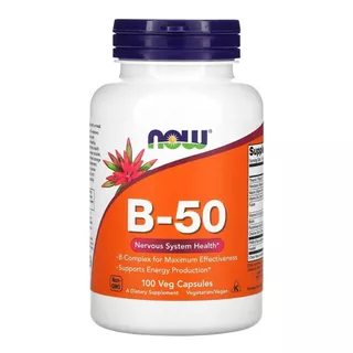 Now Foods Vitamina B-50 Producción Energía 100 Vegcaps Sabor Sin Sabor