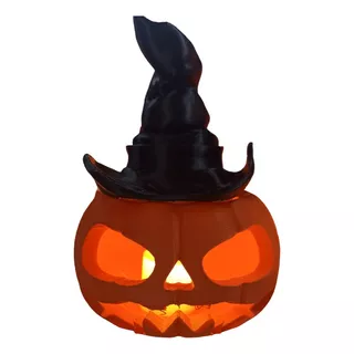 Calabaza Halloween Luz Calabaza Sombrero Bruja Caramelera 