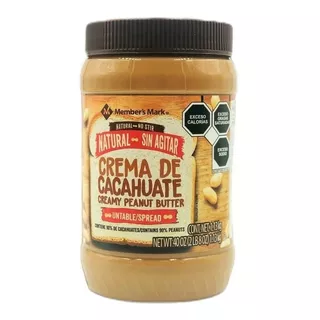 Crema De Cacahuate Untable Members Mark 1.13 Kg Natural Contiene 90% De Cacahuates