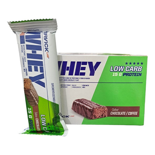 Whey Low Carb Protein Bar Mervick X 12 Uni Snack Proteico Sabor Chocolate Coffee