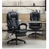 Silla De Escritorio Ergonómica Reclinable Premium De Cuero Negro Eco Cuero