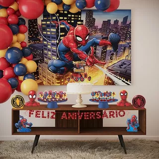 Kit Festa Pronta Decoração Homem Aranha C/ 39 Itens 