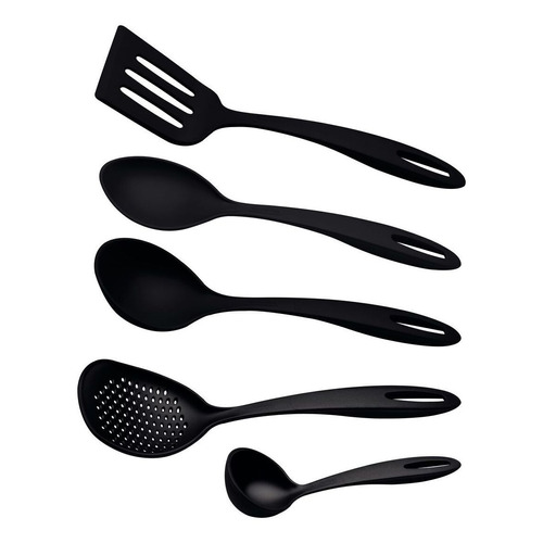 Juego de utensilios de cocina Tramontina de nylon negro, 05 piezas