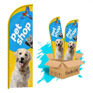 Wind Banner Dupla Face 3mt Pet Shop Kit C/ 2unds