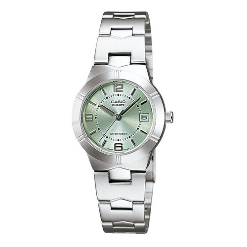 Reloj Casio Ltp-1241d-3adf Mujer 100% Original Color de la correa Plateado Color del bisel Plateado Color del fondo Verde