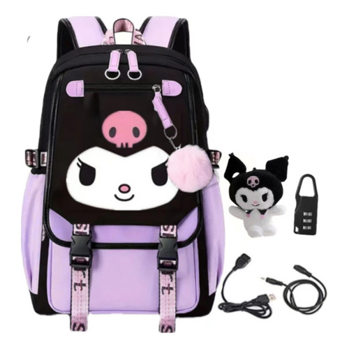 Mochila Escolar De Gran Capacidad Morada Kuromi W Color Violet4