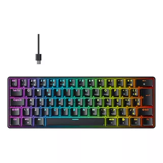 Teclado Gamer Hyrax Teclado Mecanico Gamer Hyrax Thunder Hck61b Rgb Abnt 2 Português Brasil Cor Preto Com Luz Rgb