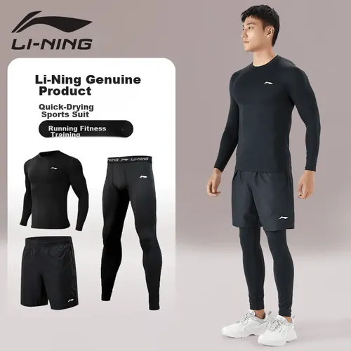Li-ning Running Sports Set, Quick-dry Tight-fitting Shirt