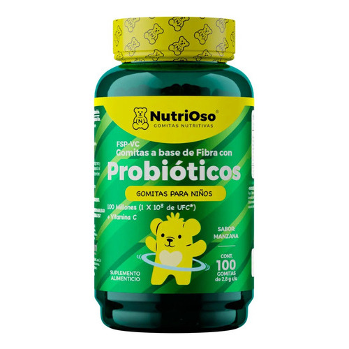 Nutrioso Probióticos + Vitamina C Para Niños 100 Gomitas Sabor Manzana