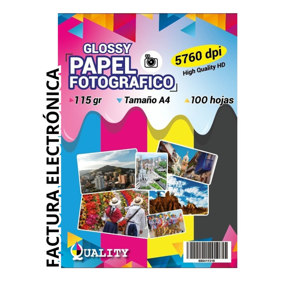 Papel Fotográfico Premium Alto Brillo 115g Resma X 100 Hojas