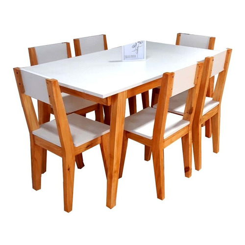 Juego de comedor Muebles Nifran Nifran Nórdico color melamina con 6 sillas mesa de 140cm de largo máximo x 80cm de ancho x 78cm de alto