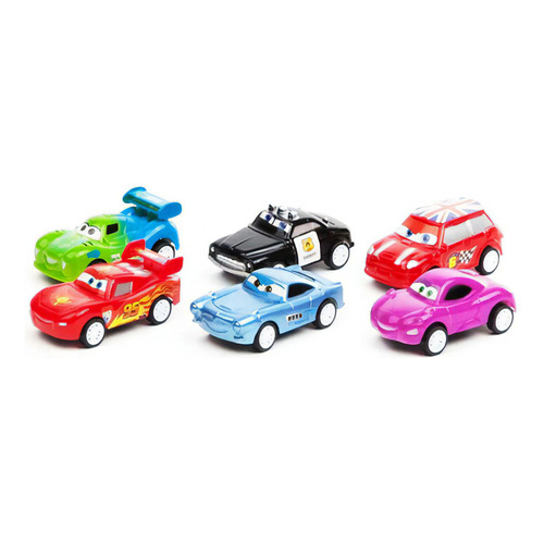 Pack 6 Autitos Serie Cars Rayo Mcqueen Pull Back 6 Unidades