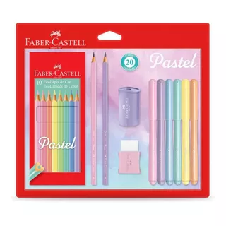 Kit Pastel Faber: Lápis De Cor Canetinha Borr. Apont. Lápis