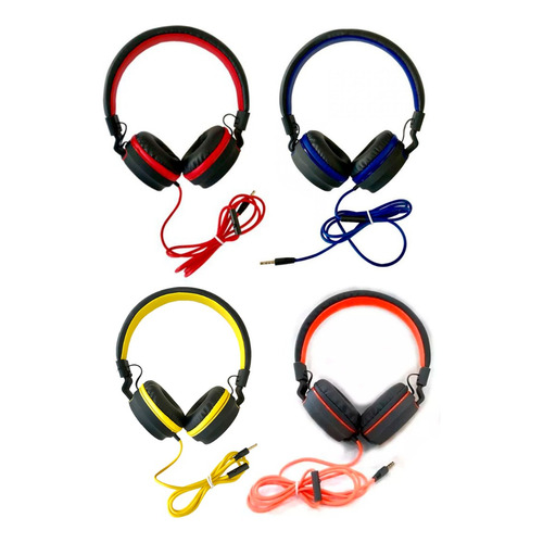 Auriculares Pro21 Vincha Plegables Con Micrófono Celular Color Rojo