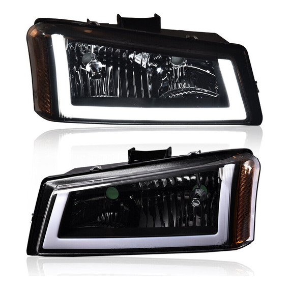 Cheyenne Silverado 2003 04 05 2006 Faros Fondo Negro Led Bsj