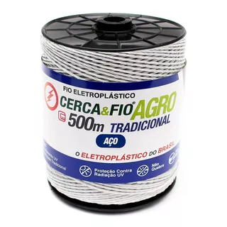 Fio Eletroplastico Para Cerca Elétrica 15x06 Com 500m Branco