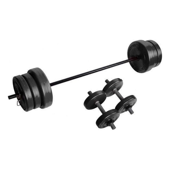 Kit 50kg Barra De Entrenamiento + 10 Discos + Mancuernas