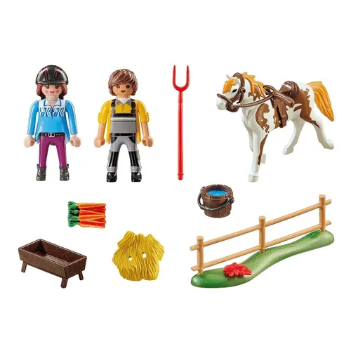 Figura Armable Playmobil Country Granja De Caballos 19 Pc