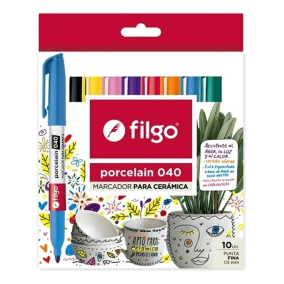 Set Marcadores Para Cerámica Porcelana 10 Unidades - Filgo