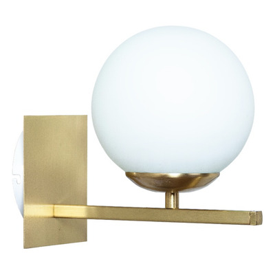Aplique Elyn Dorado Recto Con Globo Opal 15cm Apto Led E27