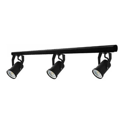 Riel 1 Metro Aluminio Con 3 Spot L109 Negro Apto Gu10 Deco