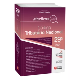 Código Tributário Nacional Maxiletra 29ª Edição - Ctn 2024, De Kiyoshi Harada., Vol. 1. Editorial Rideel, Edición 29ª Edição En Português, 2024