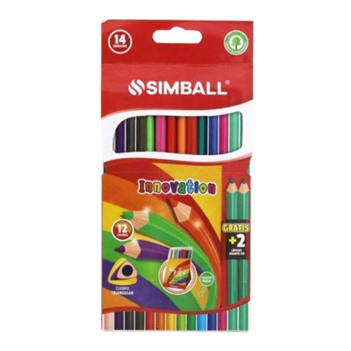 Lapiz Lapices Color Simball X 12 Colores Largos + 2 Grafitos