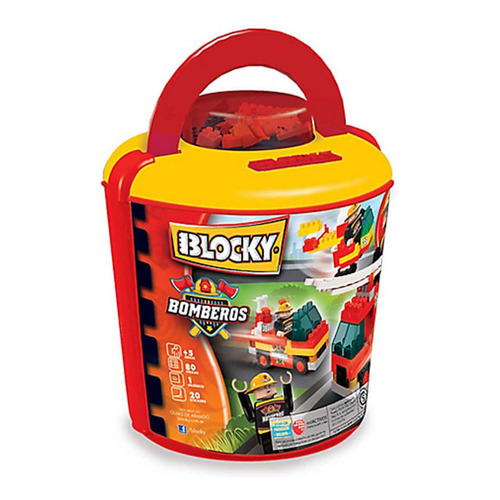 Blocky Bomberos Balde 100 Piezas