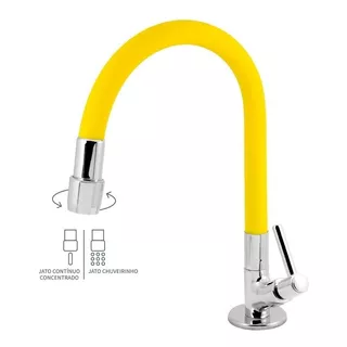 Torneira Gourmet Cozinha Mesa 2 Jatos Flexível Amarela C 61 Cor Amarelo