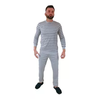 Pijama Clasico Hombre Invierno Algodon Rayado A&e 2021