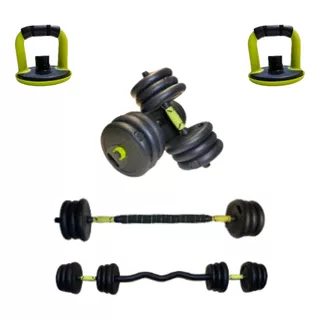  Kit Set De Mancuernas Ajustables Pesas Alta Calidad 20kg Gym Color Verde 