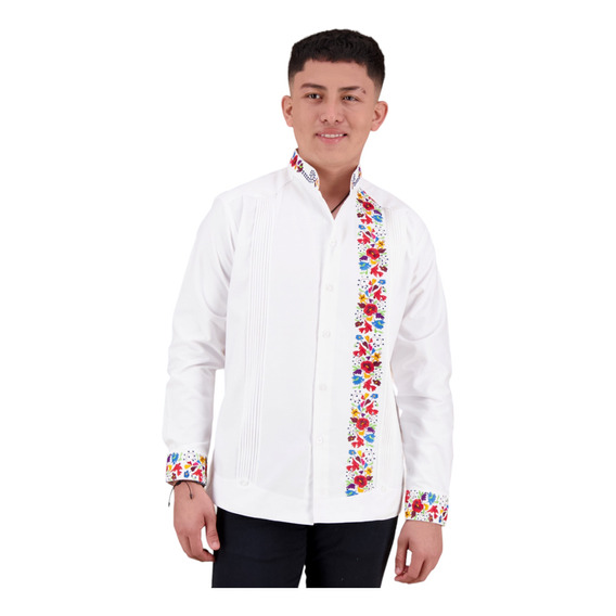 Guayabera Bordada De Algodón Oxford Ml. Palomita. Mayakim