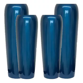 Kit 4 Vasos Fibra Vidro Vietnamita Alto 1 Metro 76cm Azul 