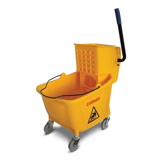 Plásticos el prado S-5 Cubeta De Carrito Con Exprimidor Y Separador Agua Sucia 32l Color Amarillo