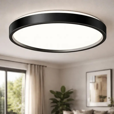 Aplique Plafón Led Orion Negro 39cm Con Control Remoto Ld Negro Interior