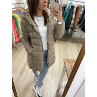 Campera Larga Inflable Forrada En Piel Mujer The Big Shop