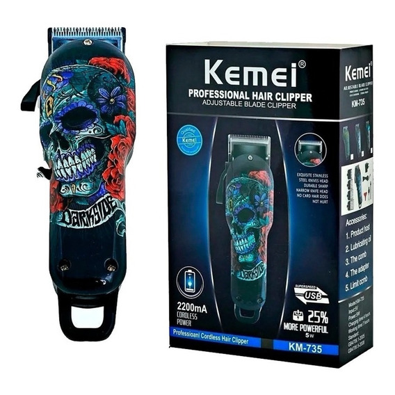 Cortadora De Pelo Barba Profesional Kemei Km-735 Recargable