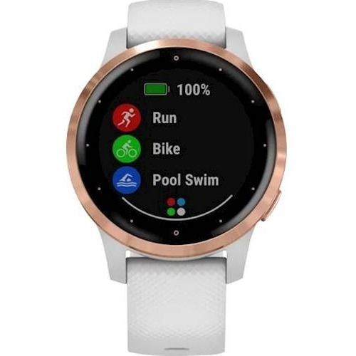 Smartwatch Garmin Vivoactive 4S 1.1" caja 40mm de  polímero reforzado con fibra  white, malla  white de  silicona y bisel  rose gold de  acero inoxidable