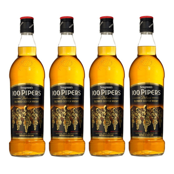4 Botellas Whisky 100 Pipers  X750ml