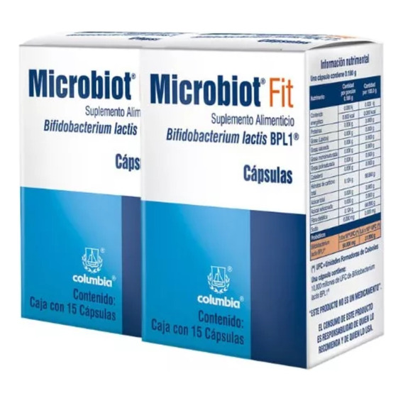 Microbiot Fit Bifidobacterium Lactis Bpl1 2 Cajas 15 Cap C/u