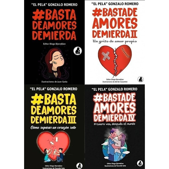 Pack Basta De Amores De Mierda 4 Libros El Pela Romero 