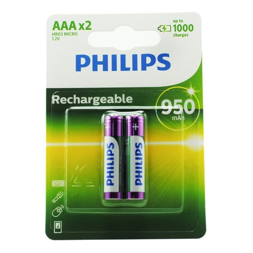 Pilas Recargables Philips Aaa 950 Mah Blister X2 Ni-mh